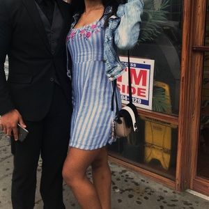 Light washed floral striped dress